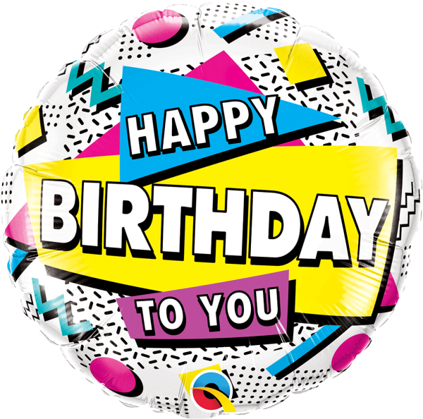 Folienballon HBD - Happy Birthday To You 90s Retro
