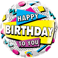 Folienballon HBD - Happy Birthday To You 90s Retro
