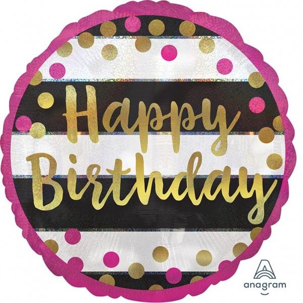 Folienballon HBD - Pink and Gold Milestone Birthday
