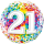 Folienballon Zahl 21 Rainbow Confetti