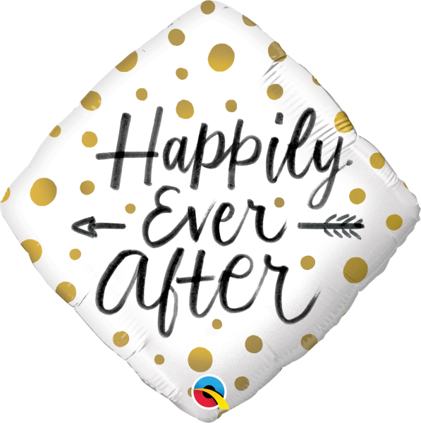 Folienballon Happily ever after gold dots