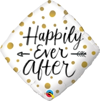 Folienballon Happily ever after gold dots