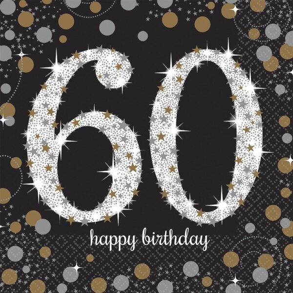 Servietten HBD - Zahl 60 Sparkling Birthday Celebration
