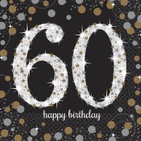 Servietten HBD - Zahl 60 Sparkling Birthday Celebration