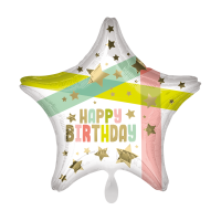 Folienballon Stern Gold Stars and Colors Birthday