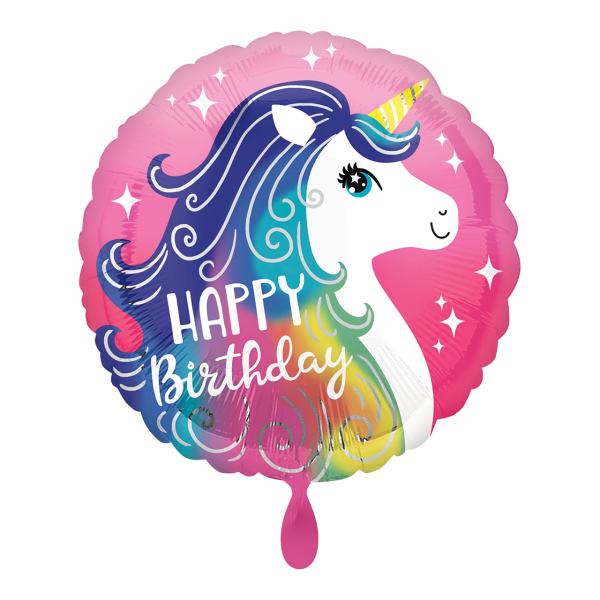 Folienballon Pink Unicorn Happy Birthday