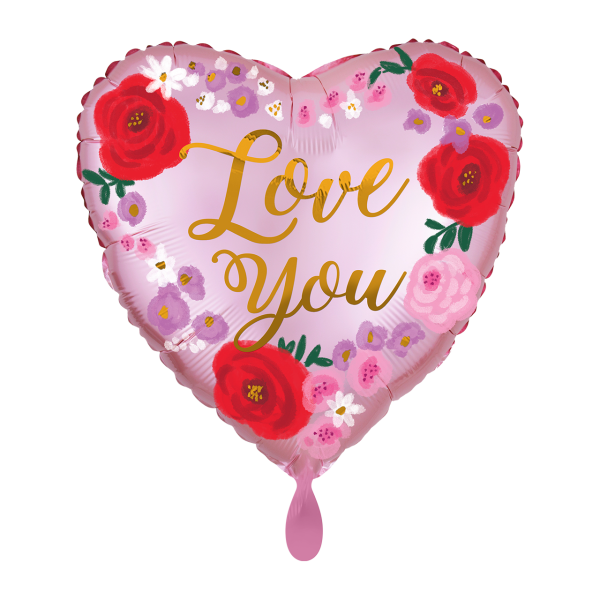 Folienballon Satin Love You Painted Floral