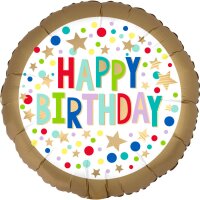 Folienballon HBD -  Gold Satin Marquee Dots