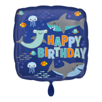 Folienballon HBD - Happy Birthday Sharks