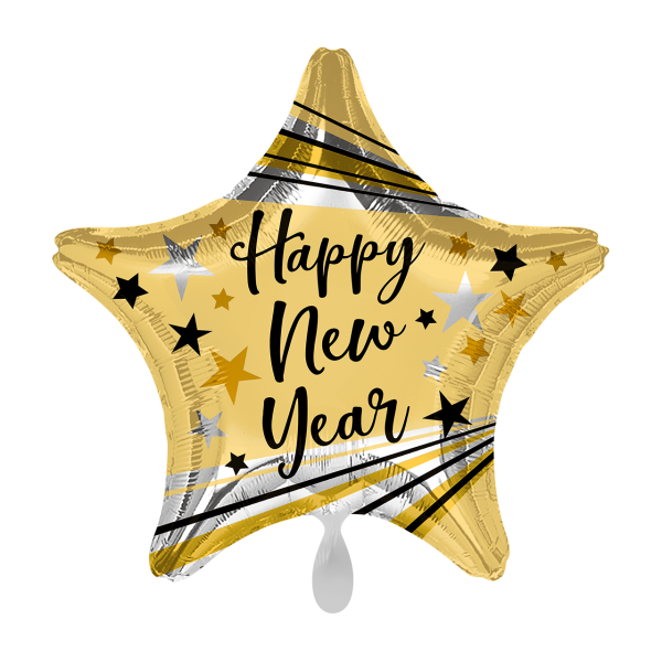 Folienballon HNY - Bursts & Stars gold