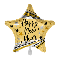 Folienballon HNY - Bursts & Stars gold
