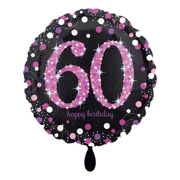 Folienballon HBD - Zahl 60 Sparcling Birthday Celebration pink