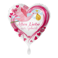 Folienballon Alles Liebe zur Geburt Pink