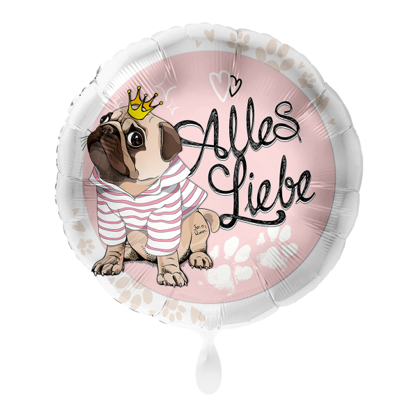 Folienballon Mops Alles Liebe