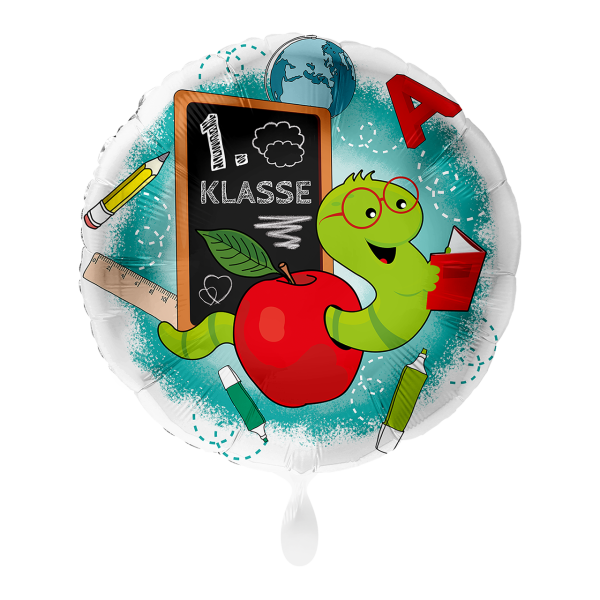 Folienballon Einschulung - 1. Klasse Schulwurm