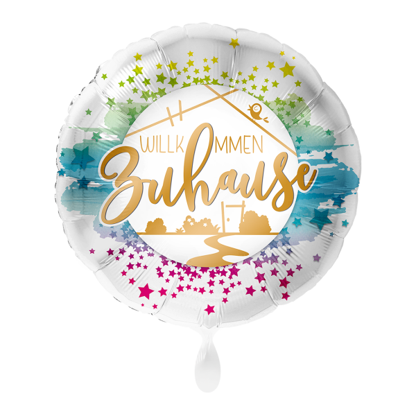 Folienballon Willkommen Zuhause Sterne
