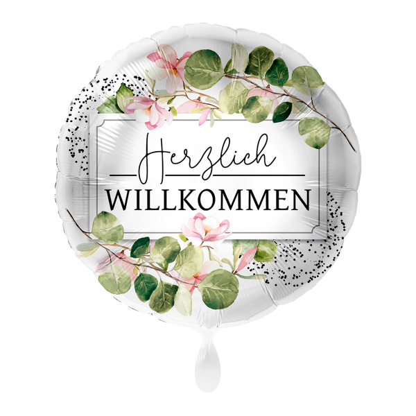 Folienballon Herzlich Willkommen Greenery