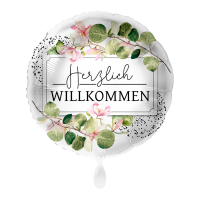Folienballon Herzlich Willkommen Greenery
