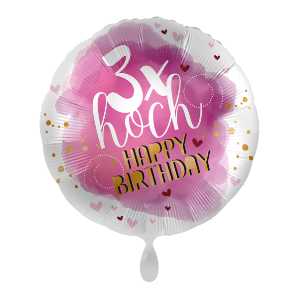 Folienballon 3x hoch Happy Birthday