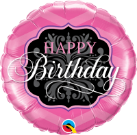 Folienballon HBD - Birthday Pink und Black