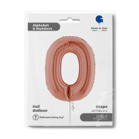 Folienballon Zahl 0 - rose gold