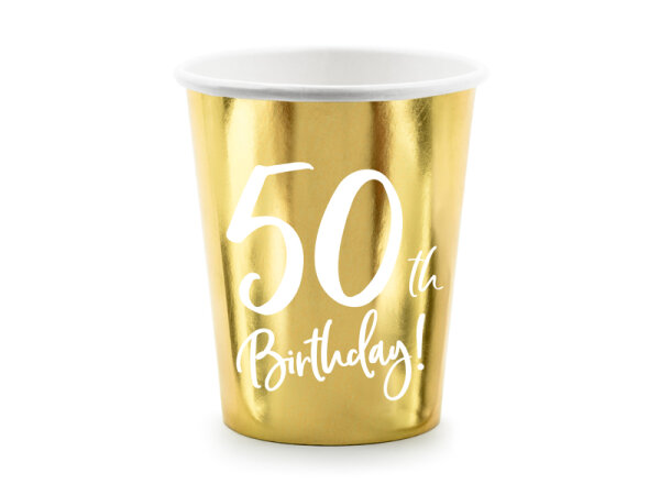 Pappbecher Zahl 50 gold glänzend