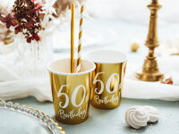 Pappbecher Zahl 50 gold glänzend