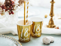 Pappbecher Zahl 18 gold glänzend
