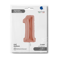 Folienballon Zahl 1 - rose gold
