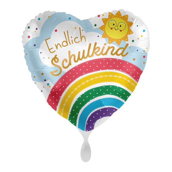 Folienballon Einschulung - Endlich Schulkind Regenbogen