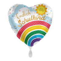 Folienballon Einschulung - Endlich Schulkind Regenbogen