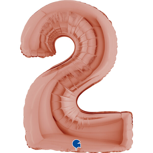 Folienballon Zahl 2 - rose gold