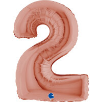 Folienballon Zahl 2 - rose gold