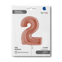 Folienballon Zahl 2 - rose gold