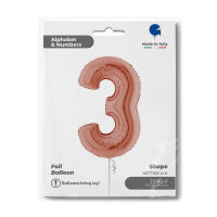 Folienballon Zahl 3 - rose gold