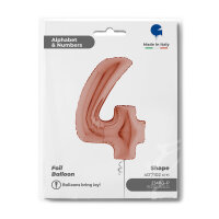 Folienballon Zahl 4 - rose gold