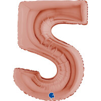 Folienballon Zahl 5 - rose gold