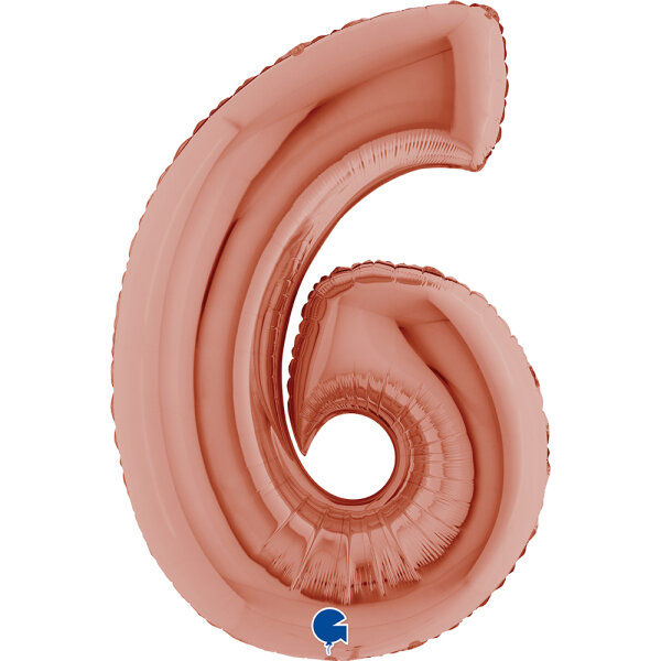 Folienballon Zahl 6 - rose gold