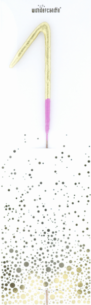 Wunderkerze Zahl 1 Bi-Color gold/pink