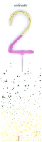Wunderkerze Zahl 2 Bi-Color gold/pink