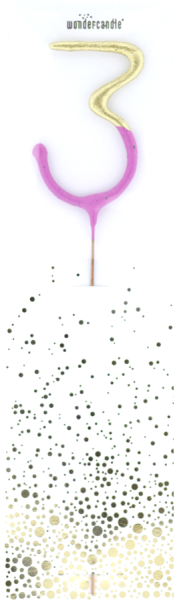 Wunderkerze Zahl 3 Bi-Color gold/pink