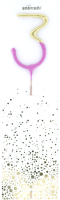 Wunderkerze Zahl 3 Bi-Color gold/pink