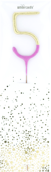 Wunderkerze Zahl 5 Bi-Color gold/pink