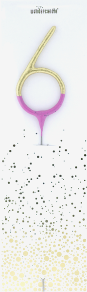 Wunderkerze Zahl 6 Bi-Color gold/pink