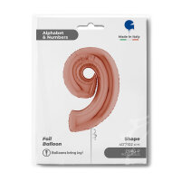 Folienballon Zahl 9 - rose gold