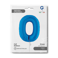 Folienballon Zahl 0 blau