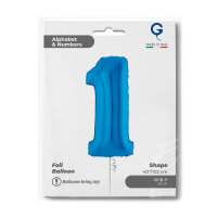 Folienballon Zahl 1 blau
