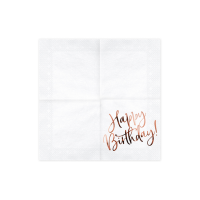 Servietten Happy Birthday weiß rosegold