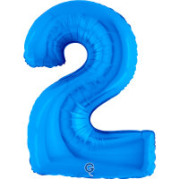 Folienballon Zahl 2 blau