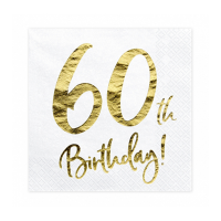 Servietten HBD - Zahl 60 weiß gold